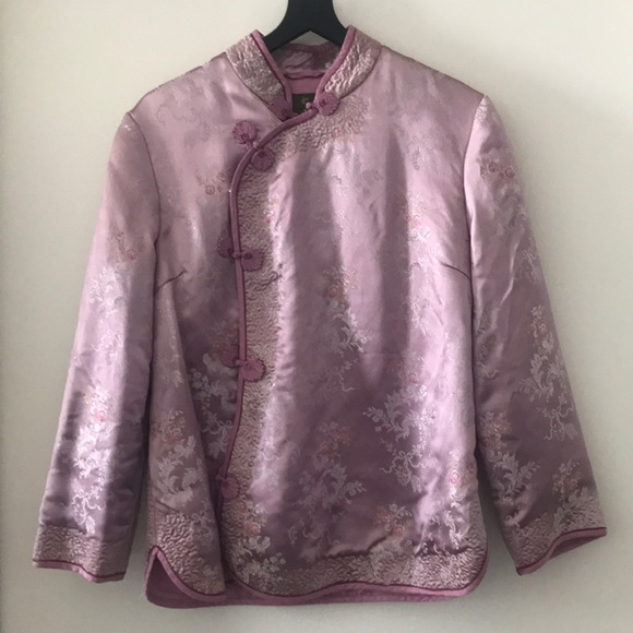 ANTHROPOLOGIE pink satin embroidered jacket top 6 - Picture 6 of 6